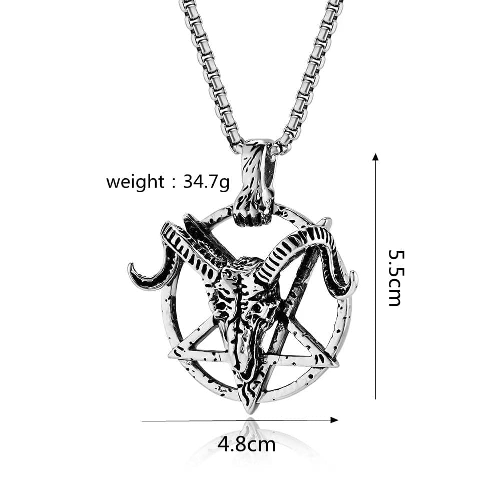 Kobine Men's Punk Pentagram Goat Head Necklace
