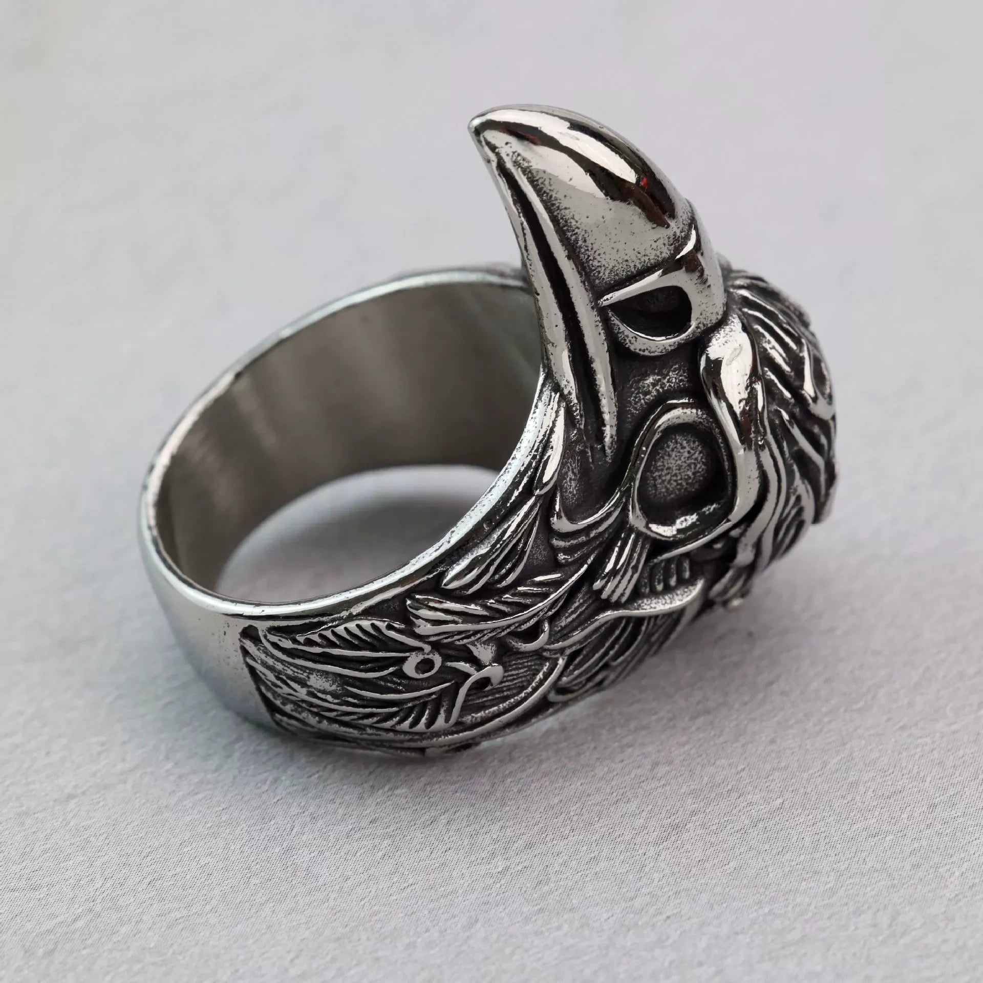 Kobine Men's Punk Raven Head Ring