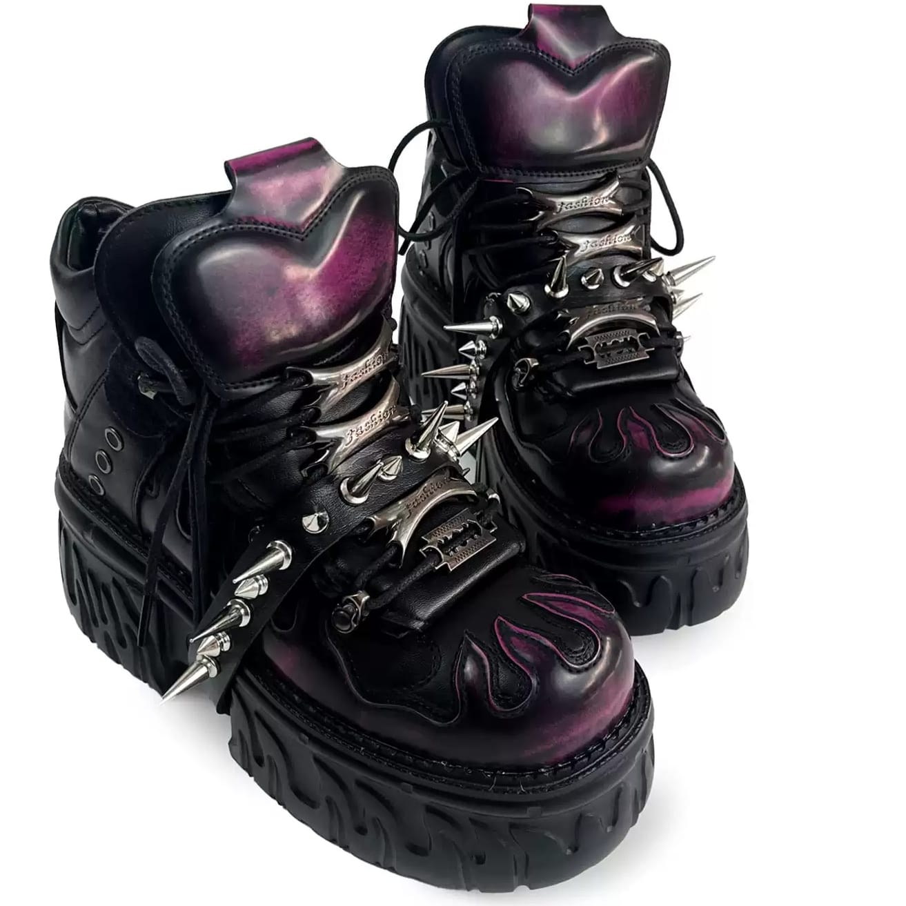 Kobine Men's Punk Rock Spiked Chunky Platform Shoes