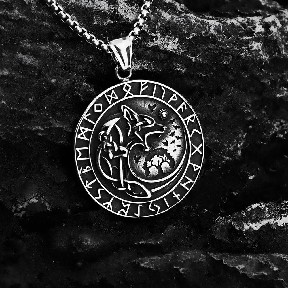 Kobine Men's Punk Runes Fenrir Necklace