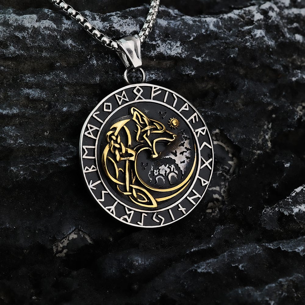 Kobine Men's Punk Runes Fenrir Necklace