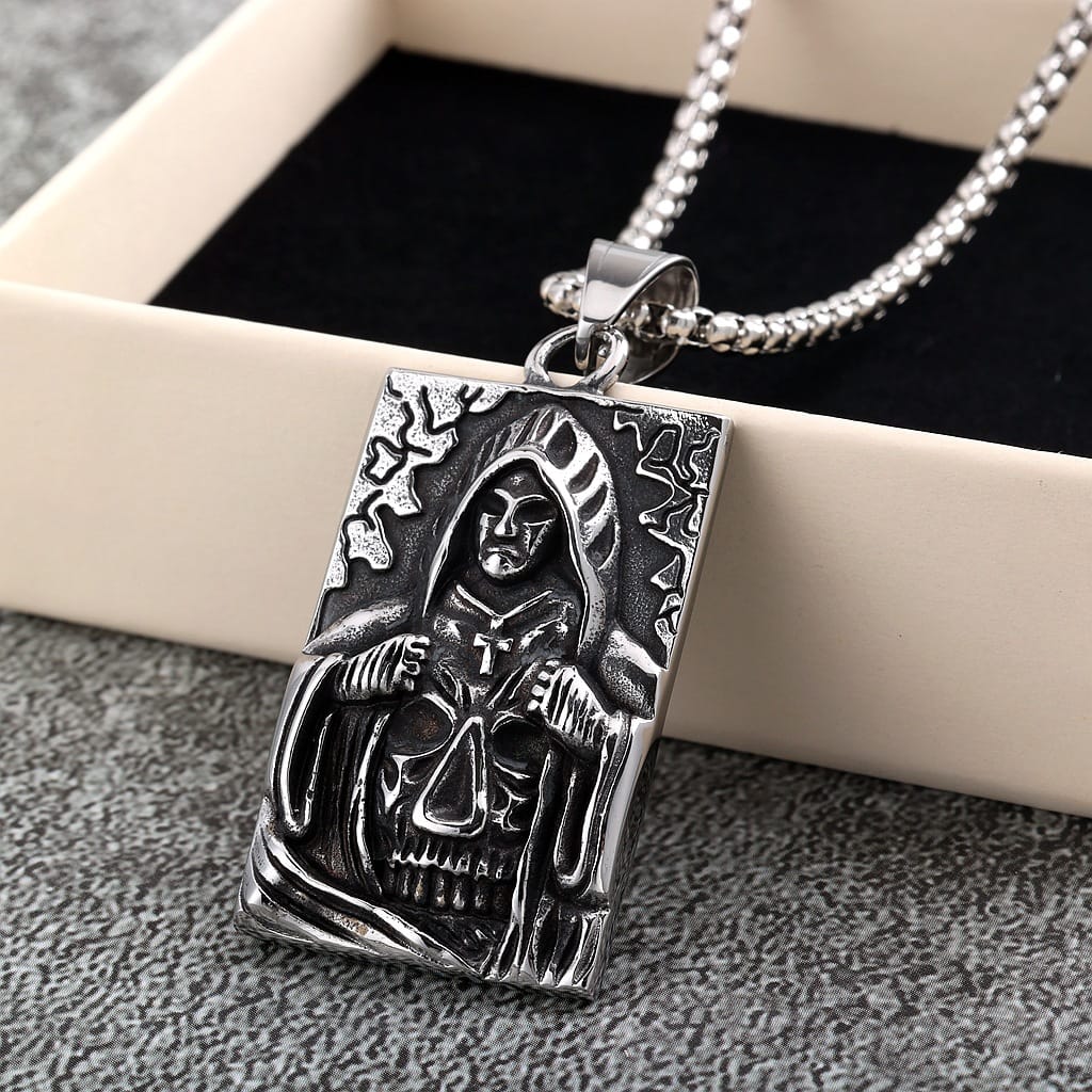 Kobine Men's Punk Skull Human Necklace