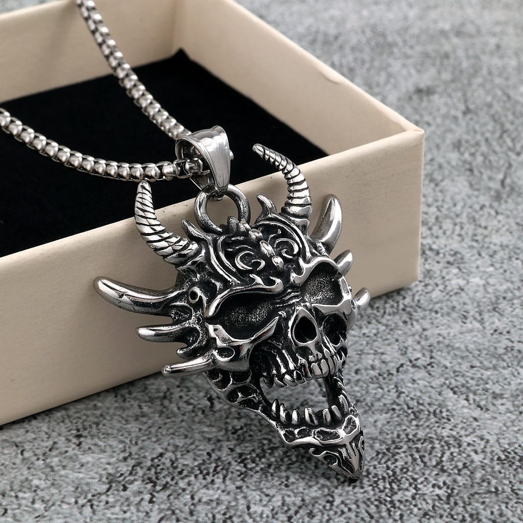 Kobine Men's Punk Skull Mask Necklace