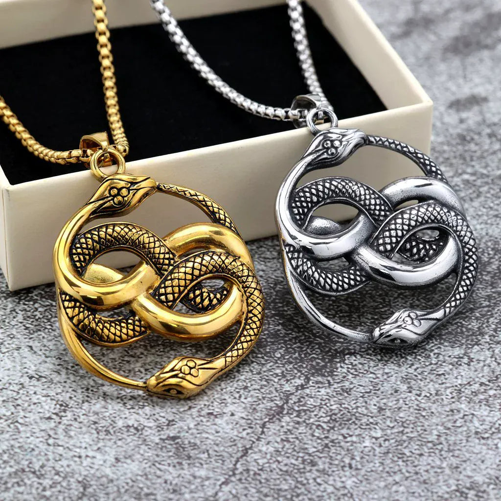 Kobine Men's Punk Snakes Entwined Necklace