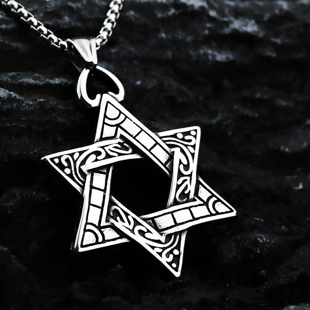 Kobine Men's Punk Star of David Necklace