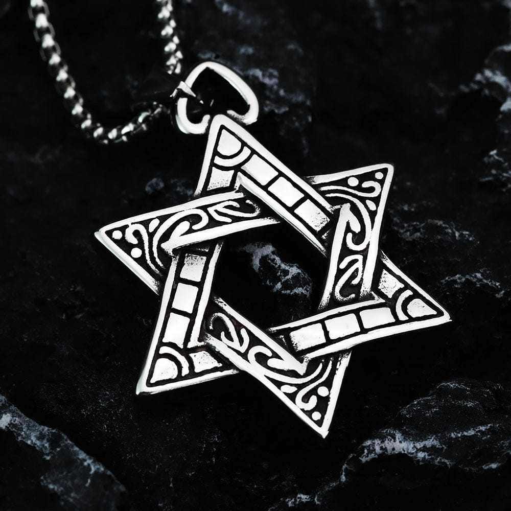 Kobine Men's Punk Star of David Necklace