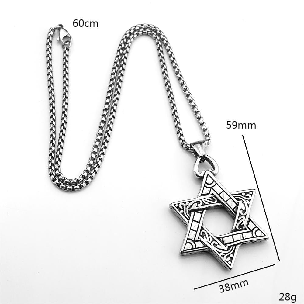 Kobine Men's Punk Star of David Necklace