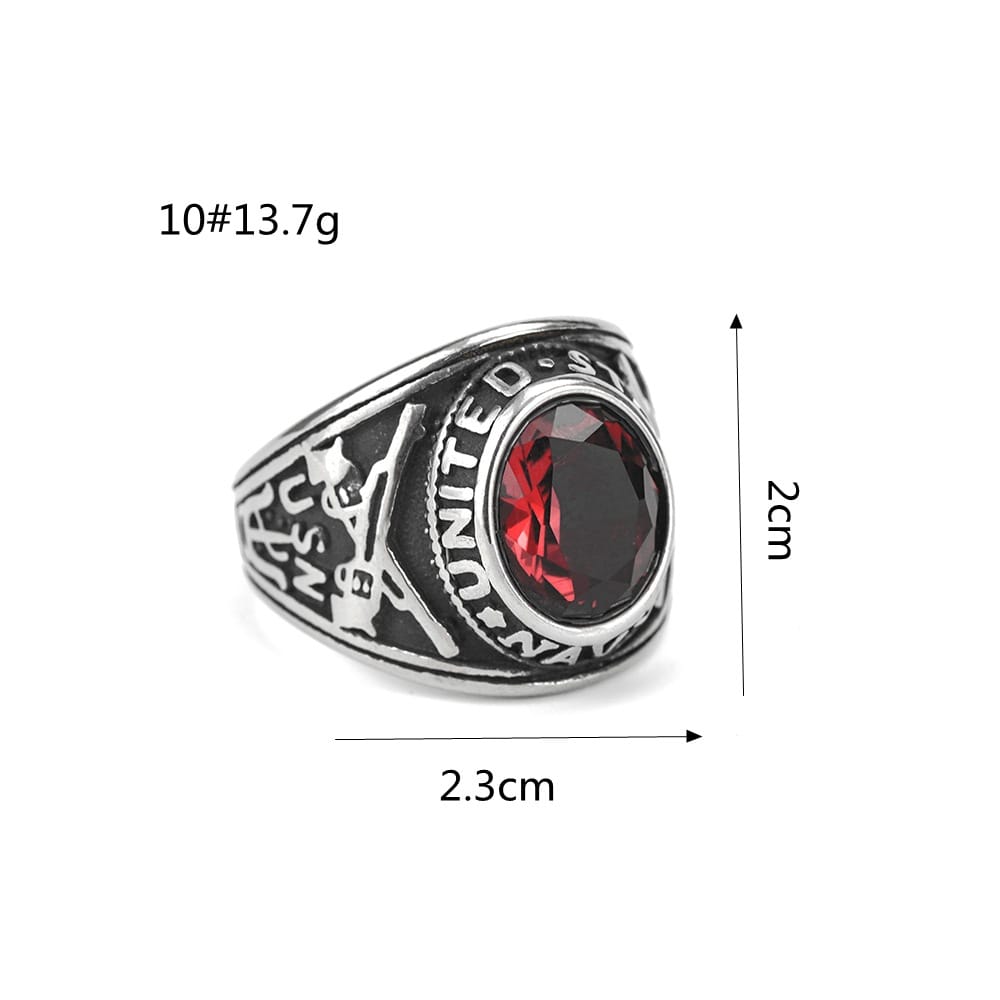Kobine Men's Punk Vintage Simulated Ruby Carved Ring