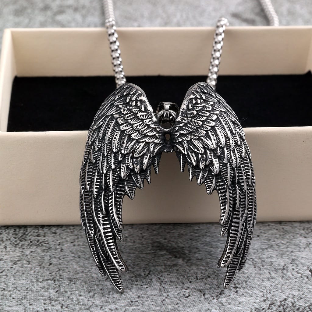 Kobine Men's Punk Vintage Wing Necklace