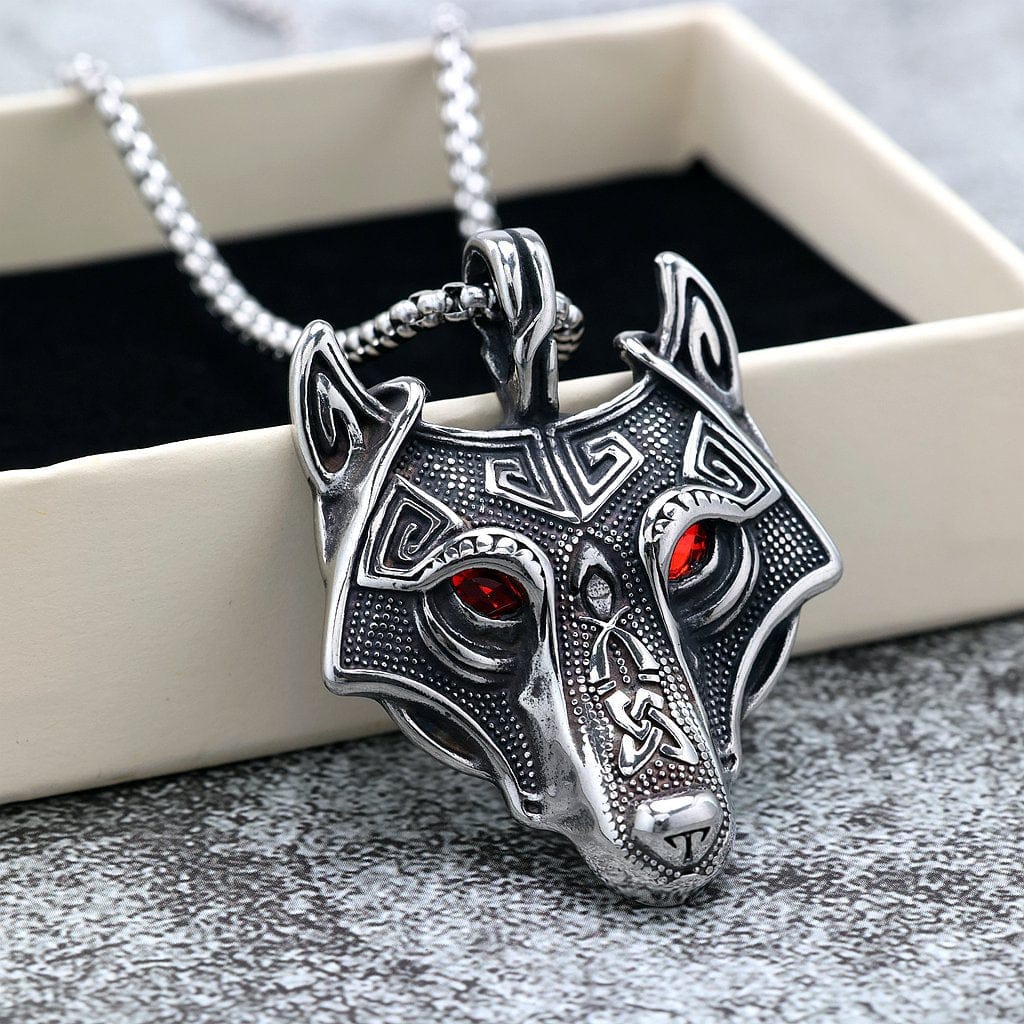 Kobine Men's Punk Wolf Head Necklace