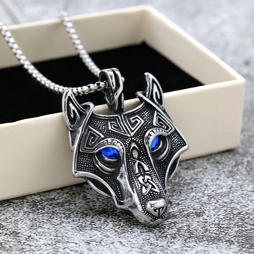 Kobine Men's Punk Wolf Head Necklace
