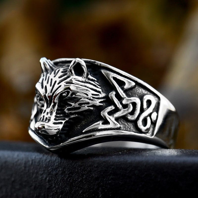 Kobine Men's Punk Wolf's Head Ring