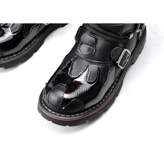 Kobine Men's Steampunk Fire Totem Black High Boots Motorcycle Boots