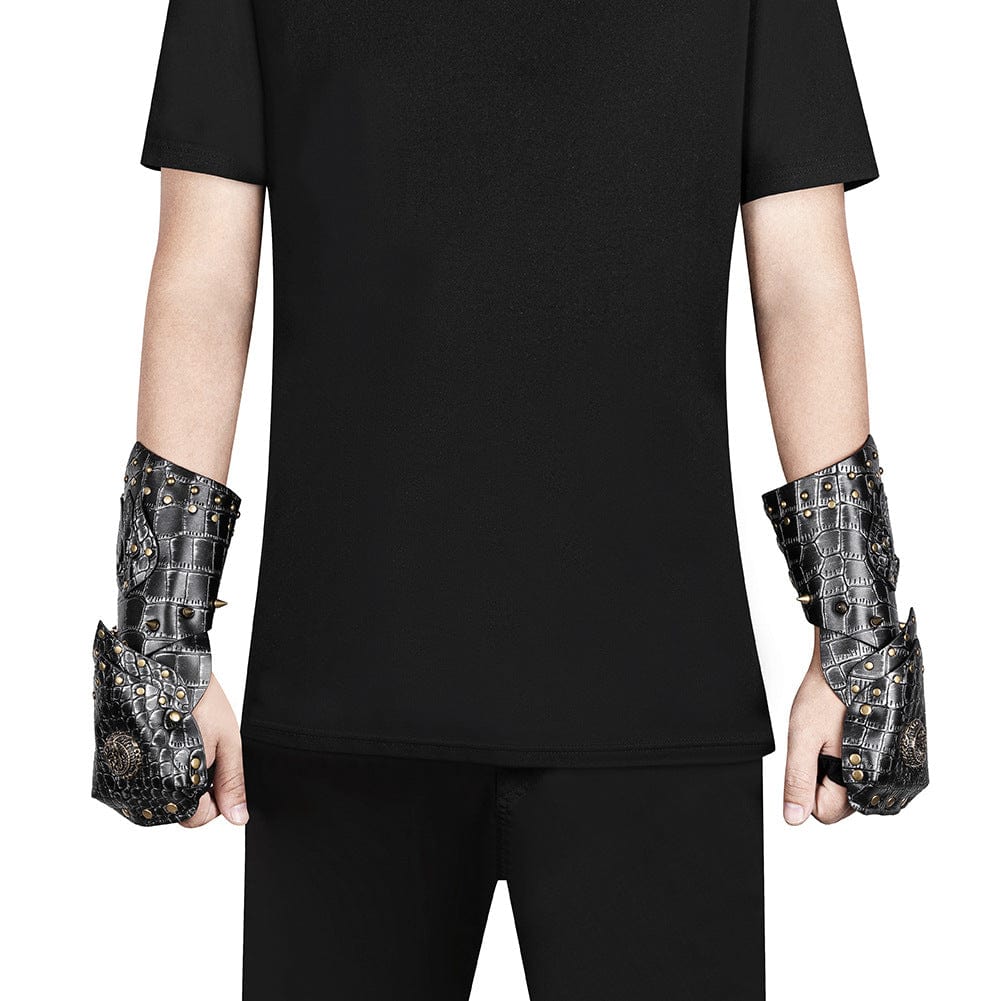 Kobine Men's Steampunk Studded Faux Leather Cosplay Gloves