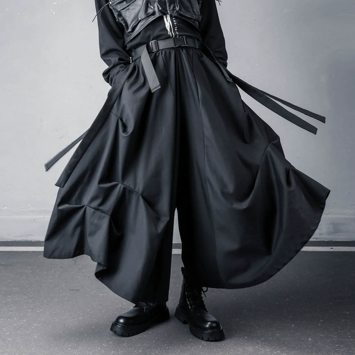 Kobine Men's Techwear Irregular Draped Loose Skirt Pants