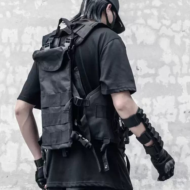 Kobine Men's Techwear Multi Buckle Straps & Multi-Pocket Vest