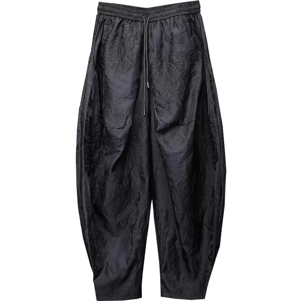 Kobine Men's Techwear Rose Jacquard Harem Tapered Cuffed Pants