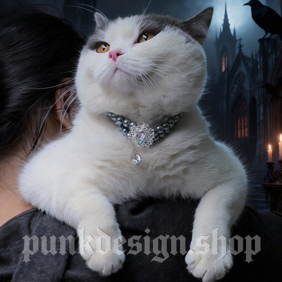 Kobine Pet's Gothic Double-layer Imitation Pearl Cat Choker