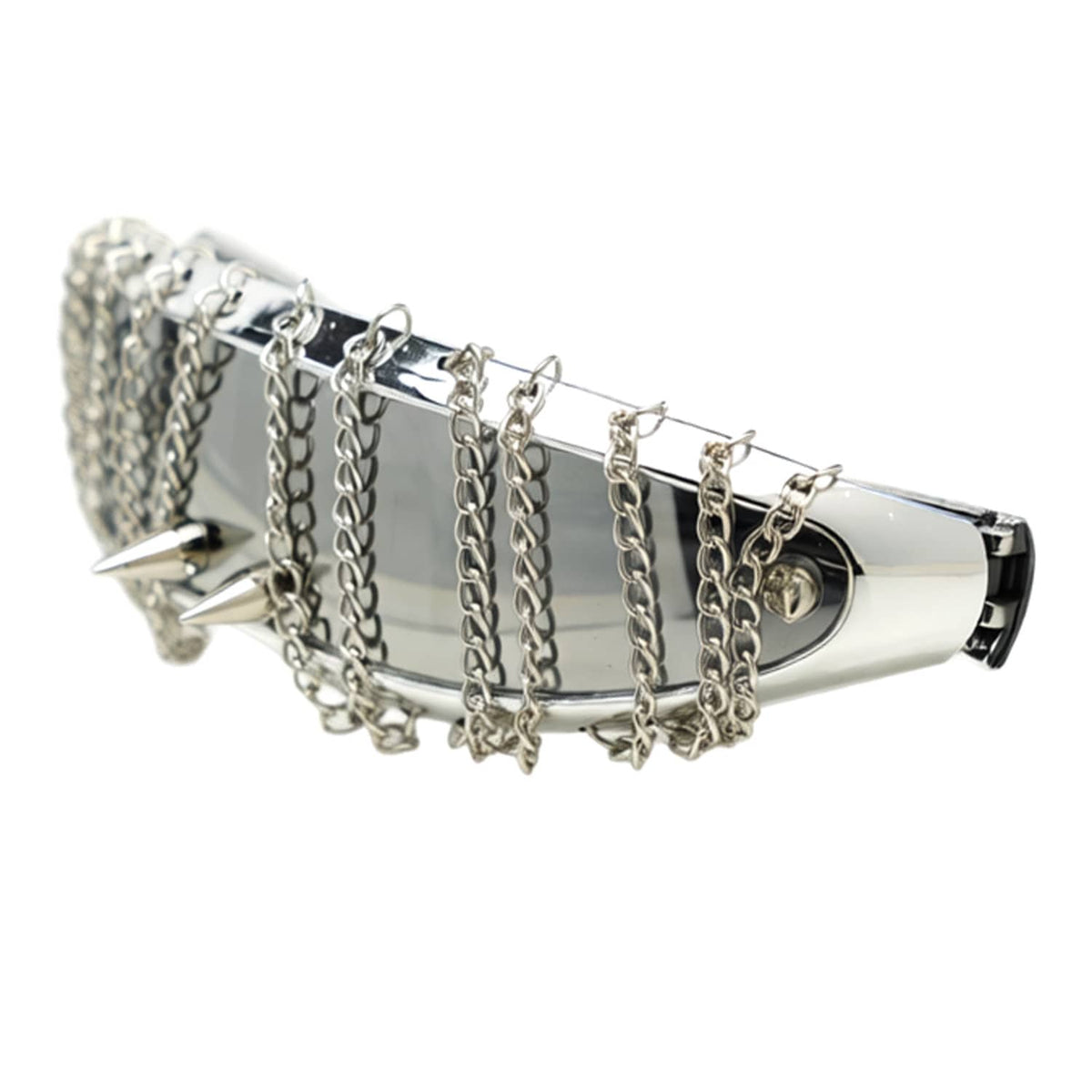 Kobine Unisex Cyberpunk Chained Spiked Wrap Around Glasses Sunglasses
