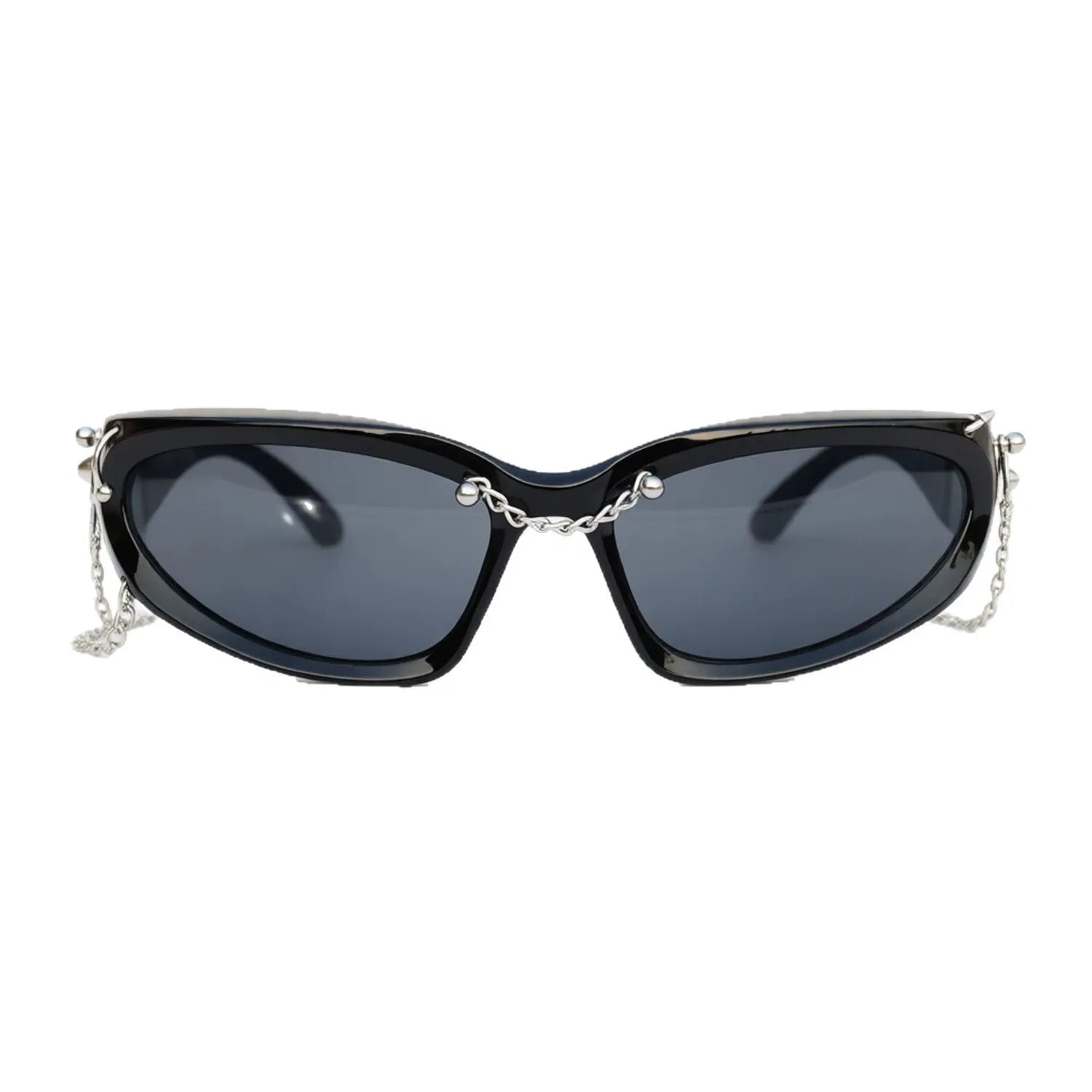 Kobine Unisex Cyberpunk Star Spiked Chained Glasses Sunglasses