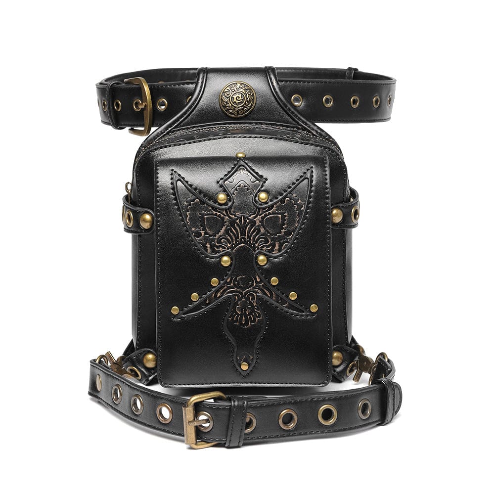 Kobine Unisex Gothic Embossed Rivet Waist Bag