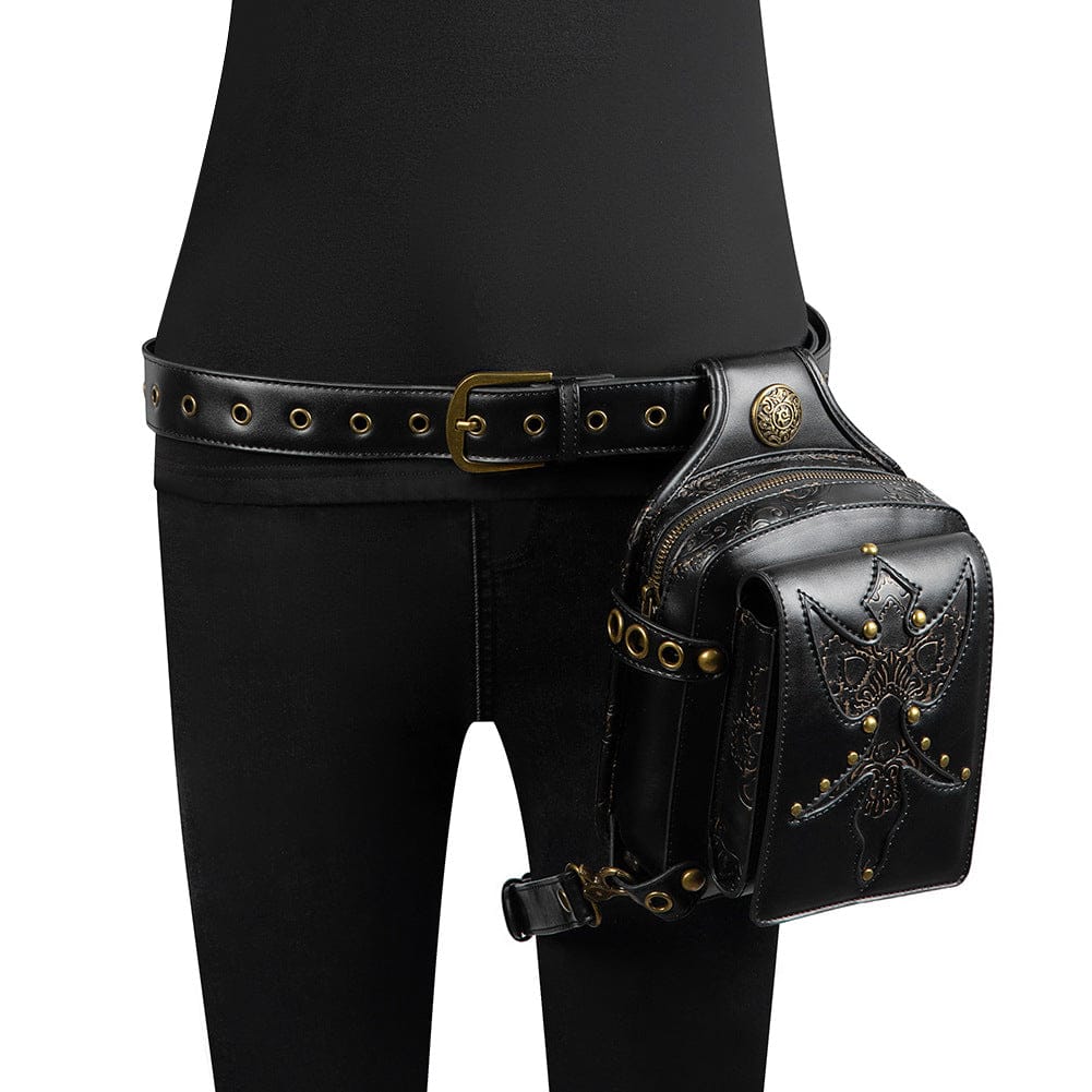 Kobine Unisex Gothic Embossed Rivet Waist Bag