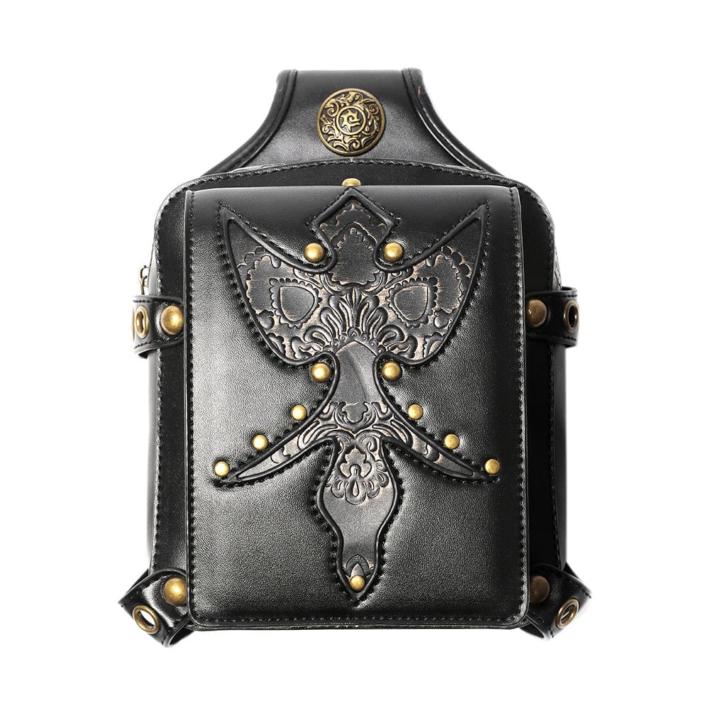 Kobine Unisex Gothic Embossed Rivet Waist Bag