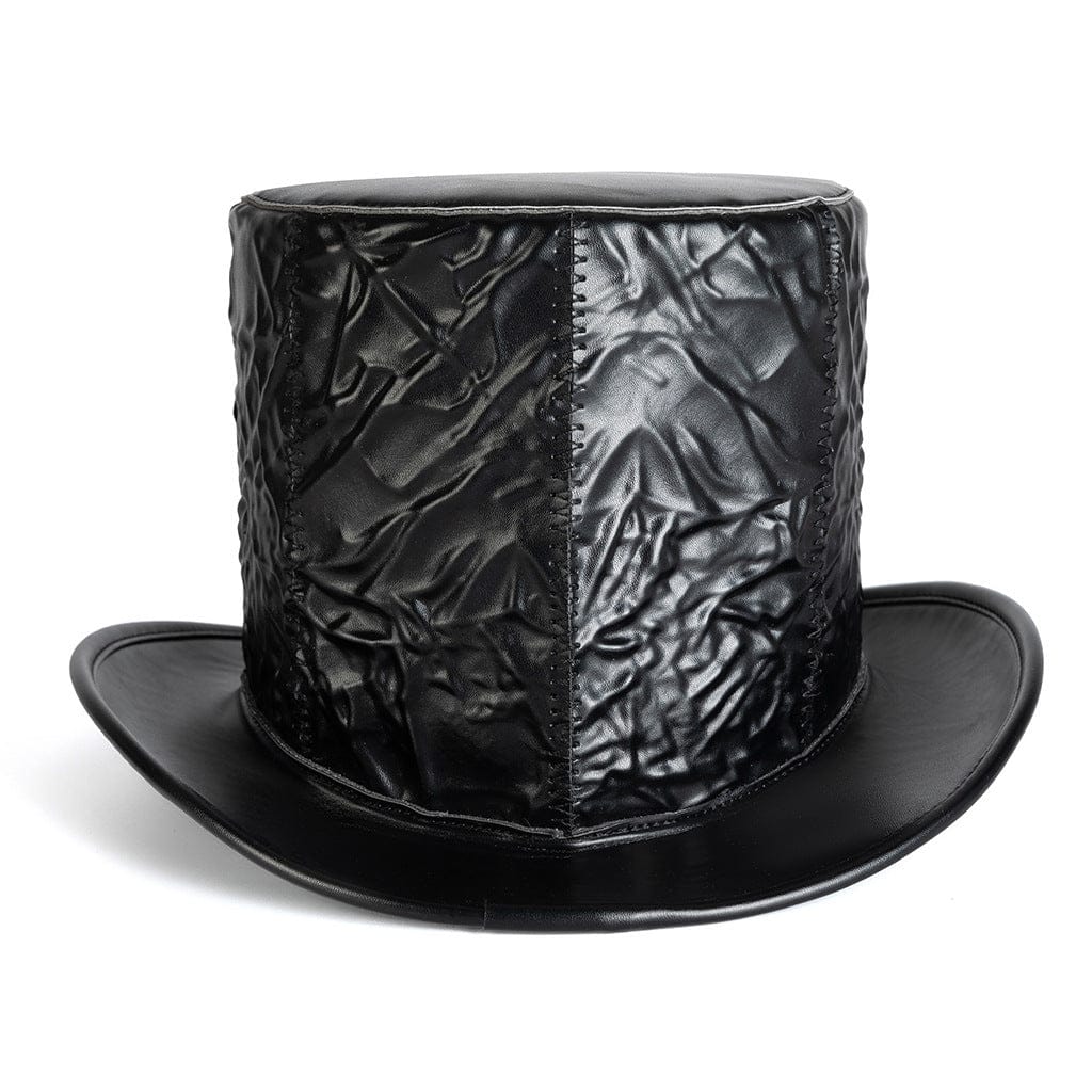 Kobine Unisex Gothic Skull Embossed Crinkled Top Hat