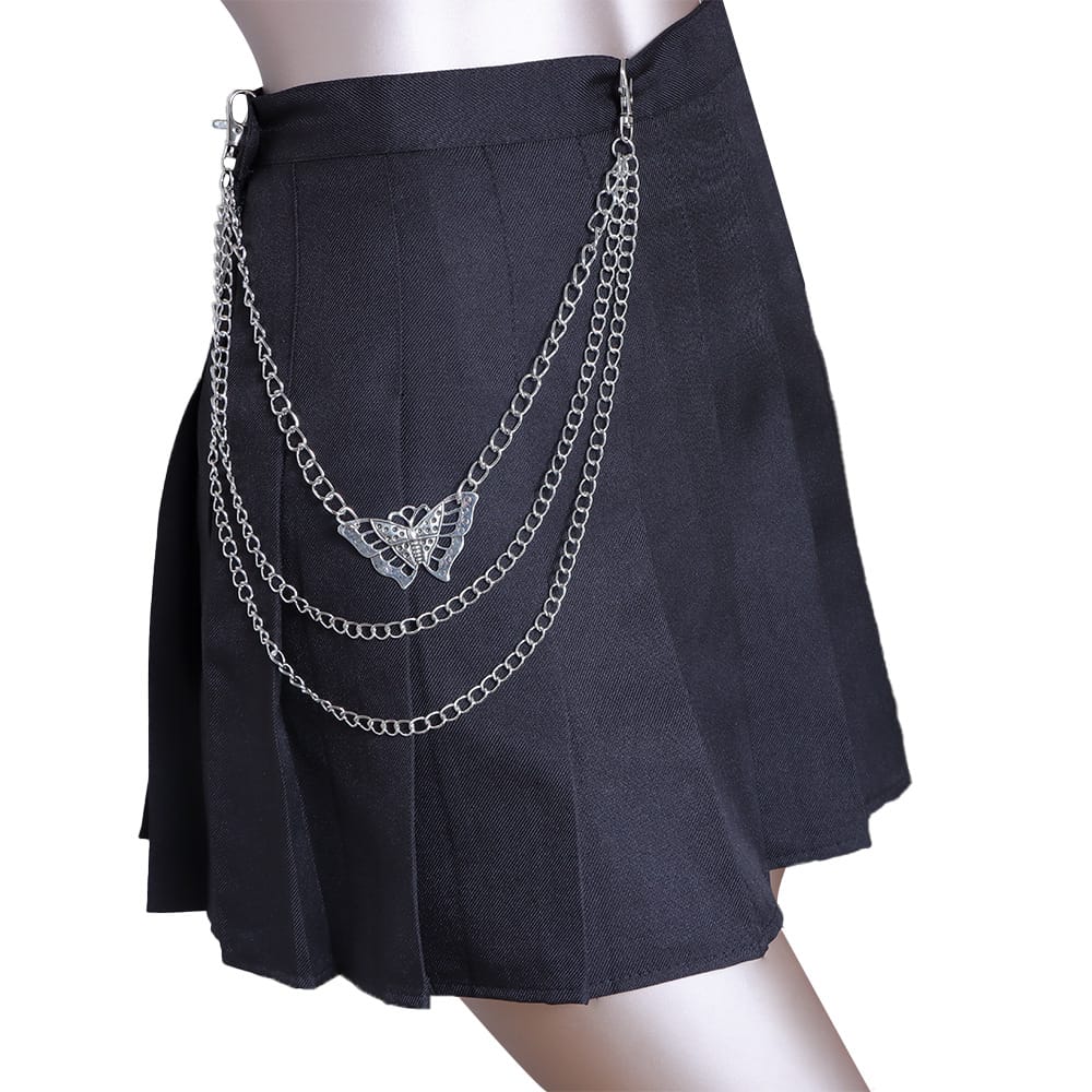 Kobine Unisex Punk Hollow Butterfly Layered Waist Chain