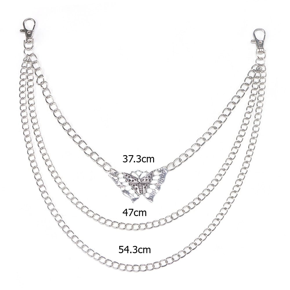 Kobine Unisex Punk Hollow Butterfly Layered Waist Chain