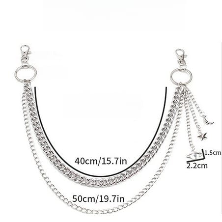 Kobine Unisex Punk Planet Moon Star Layered Waist Chain