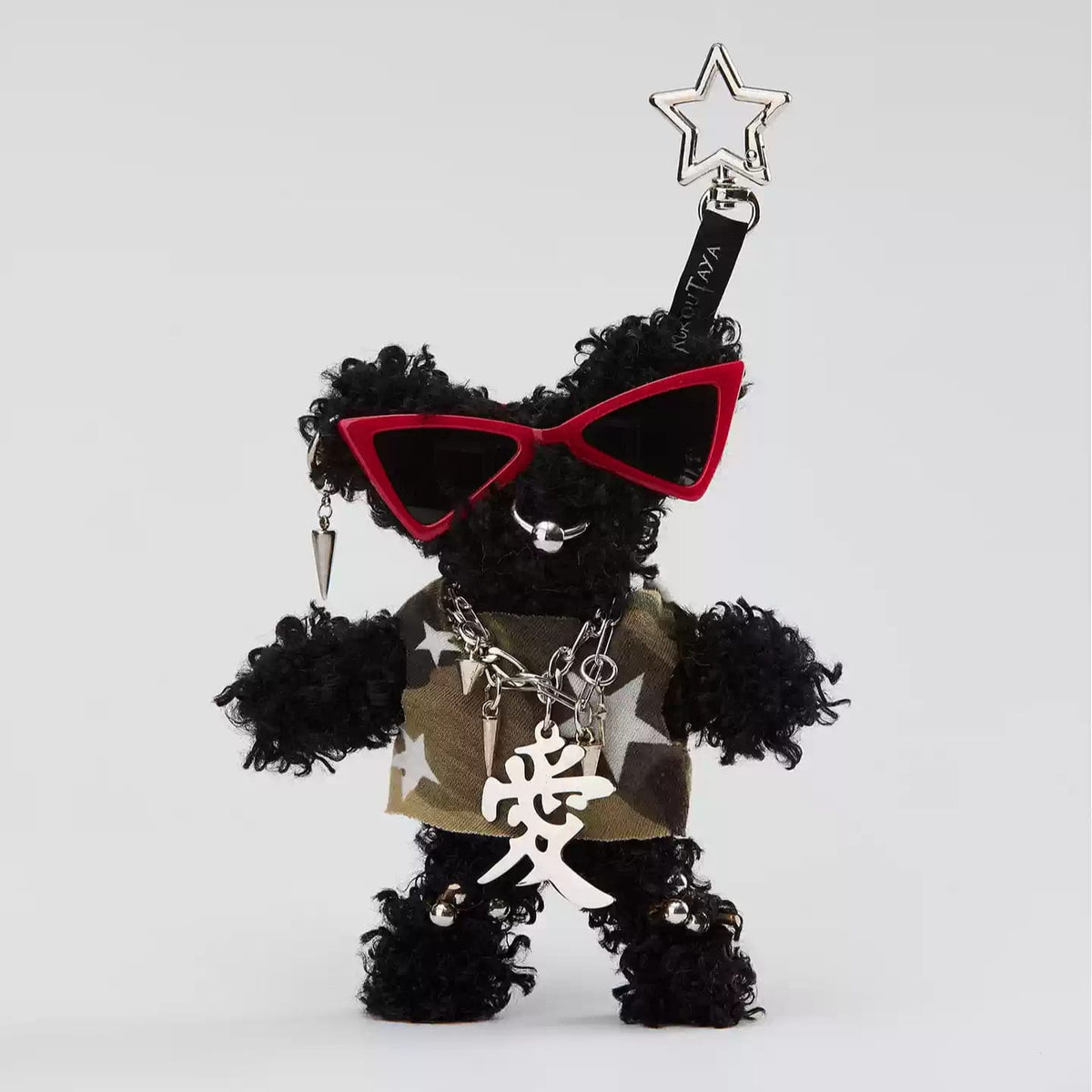 Kobine Unisex Punk Rockstar Furry Guitar Bear Bag Charm
