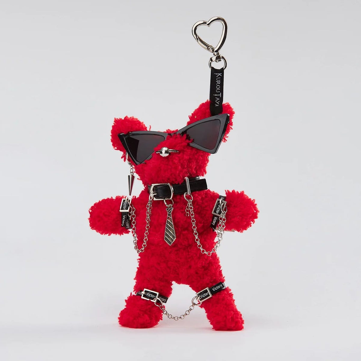 Kobine Unisex Punk Rockstar Furry Guitar Bear Bag Charm