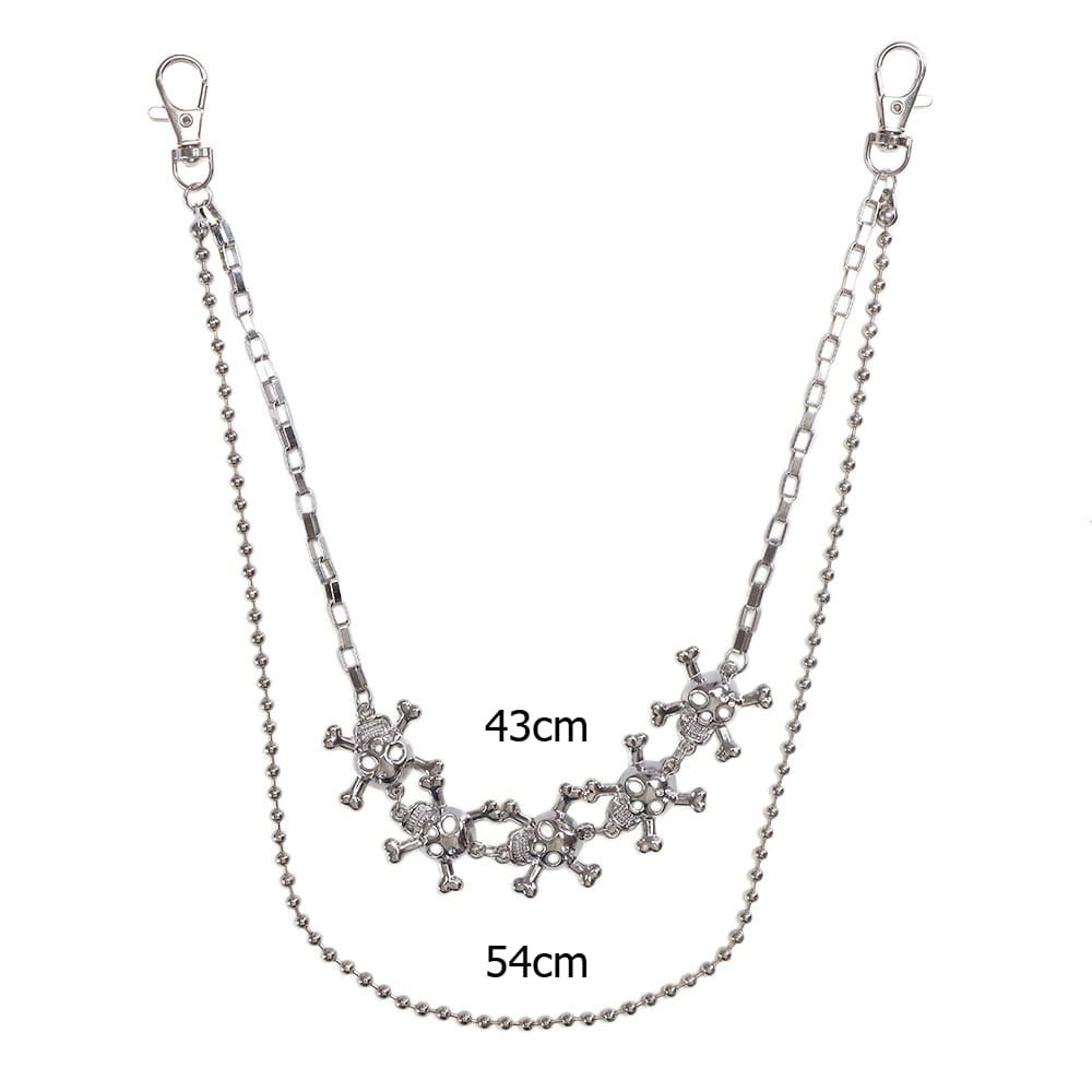 Kobine Unisex Punk Skull Layered Waist Chain