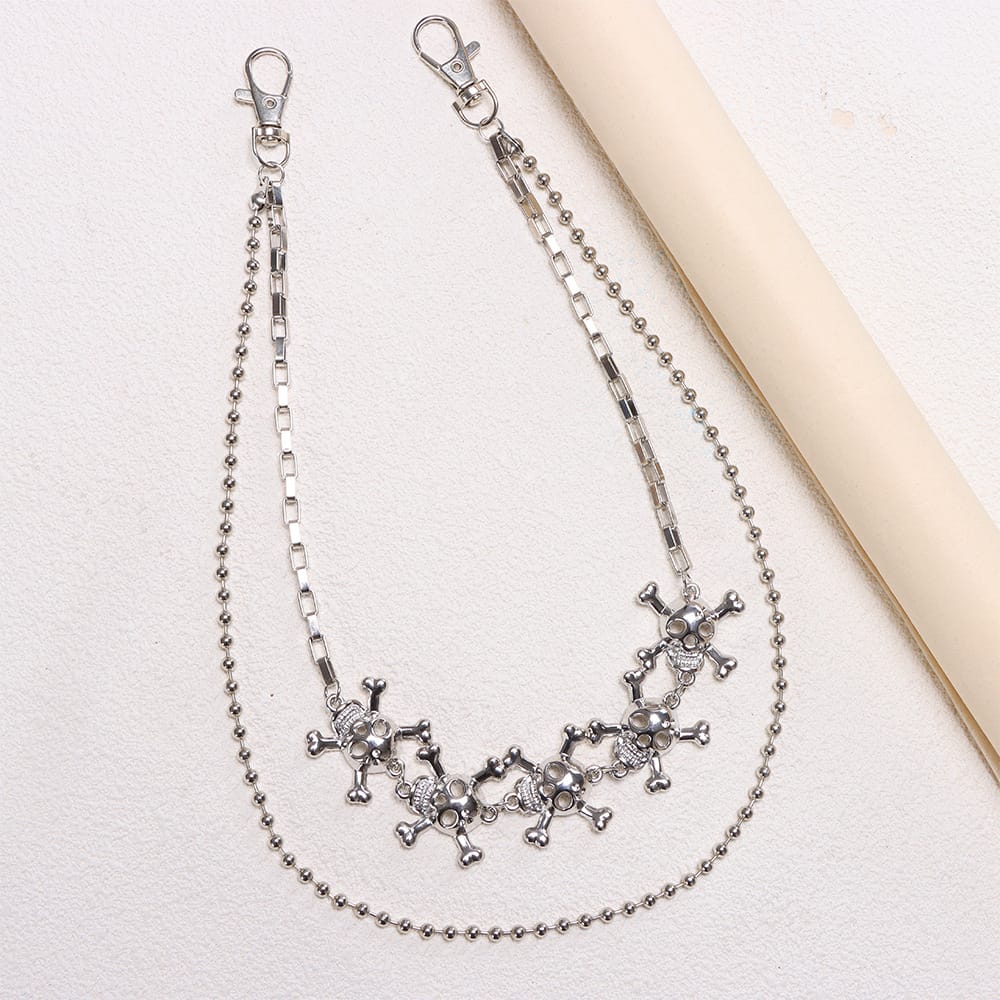 Kobine Unisex Punk Skull Layered Waist Chain