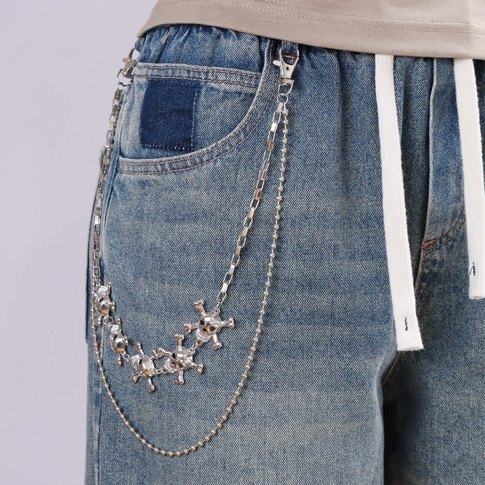 Kobine Unisex Punk Skull Layered Waist Chain