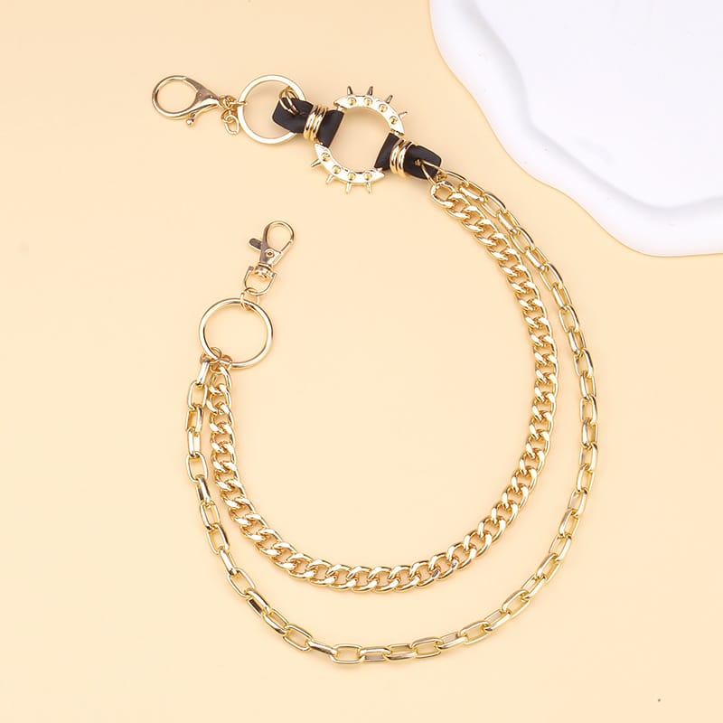 Kobine Unisex Punk Spike Layered Waist Chain