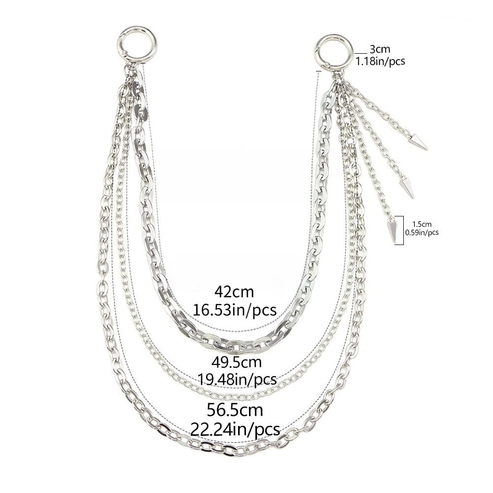 Kobine Unisex Punk Spike Pendant Three‑Layer Waist Chain