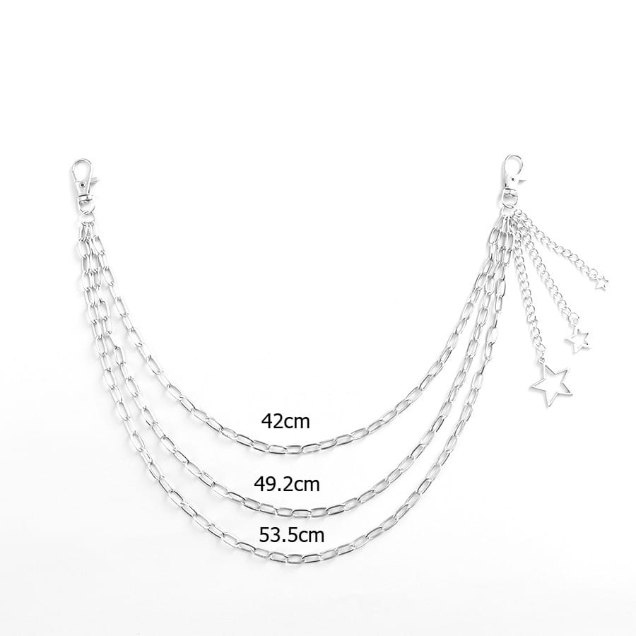 Kobine Unisex Punk Star Charms Layered Waist Chain