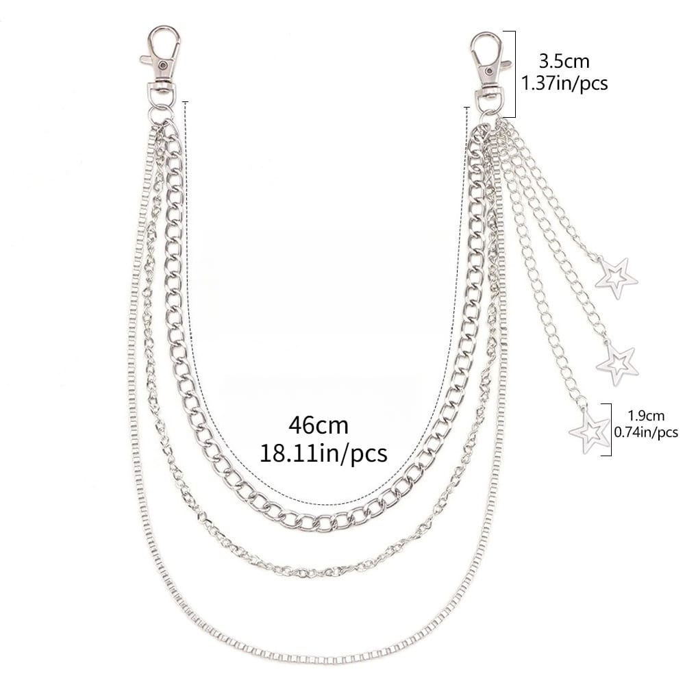 Kobine Unisex Punk Star Decor Multilayer Waist Chain