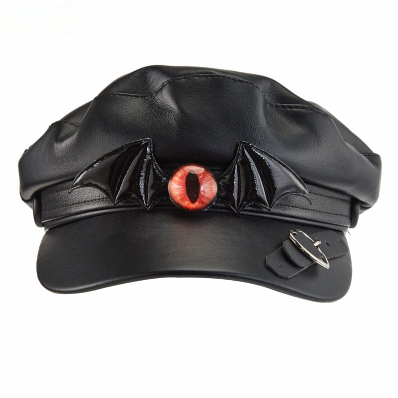 Kobine Unisex Steampunk Bat Faux Leather Beret Hat