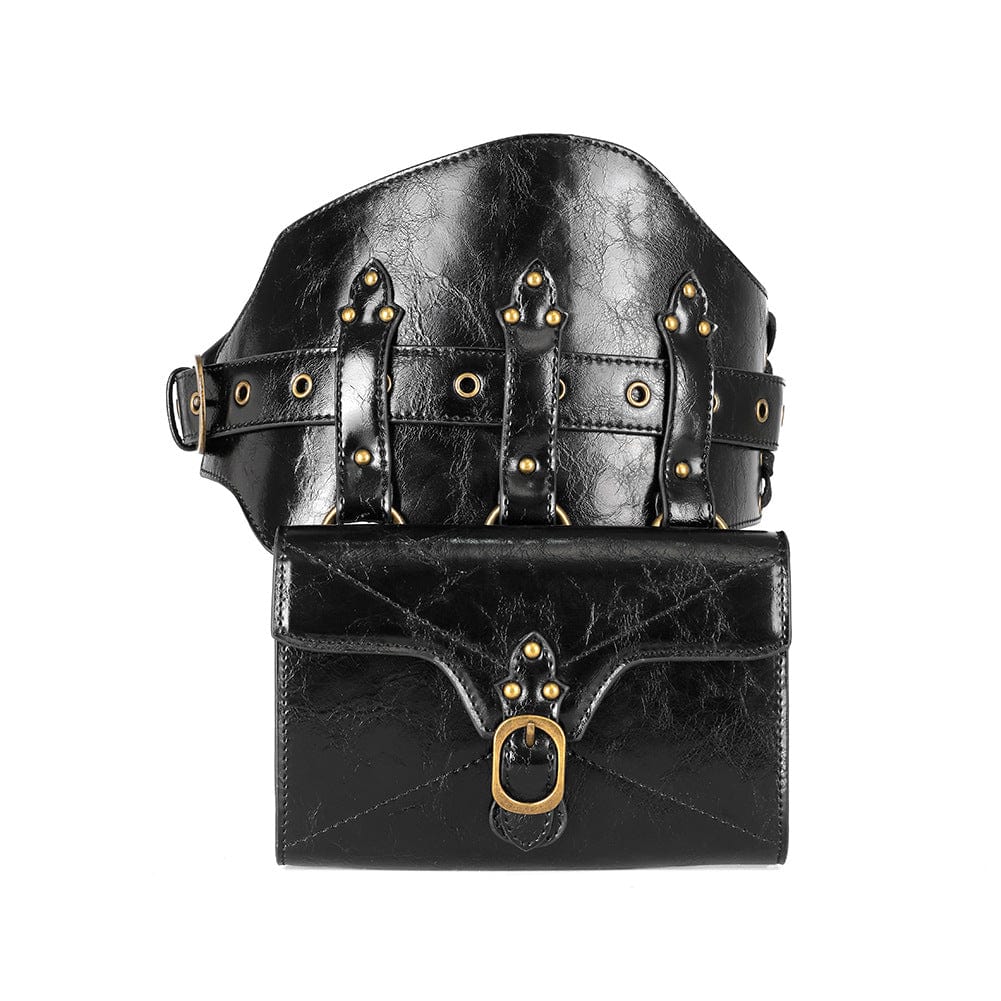 Kobine Unisex Steampunk Buckle Splice Square Waist Bag