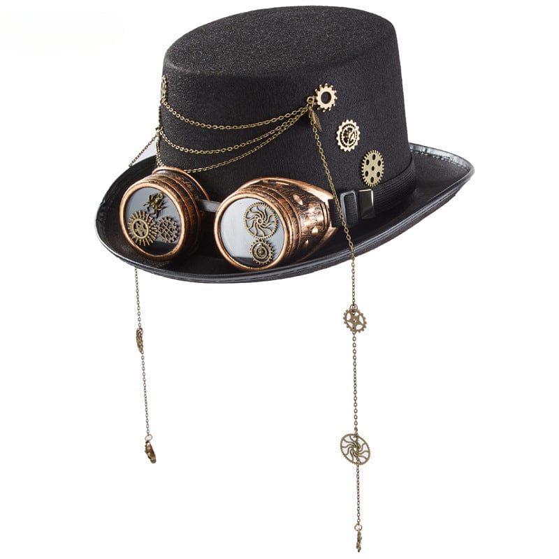 Kobine Unisex Steampunk Chain Goggles Velvet Hat