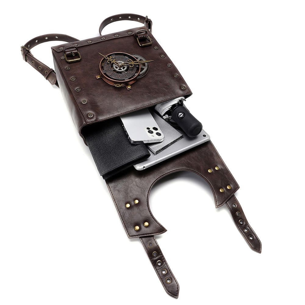 Kobine Unisex Steampunk Gear Buckle Shoulder Bag