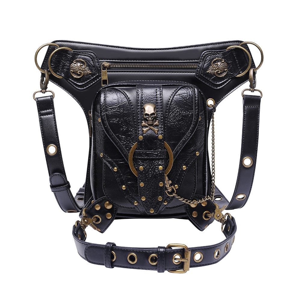 Kobine Unisex Steampunk Skull Buckle Waist Bag