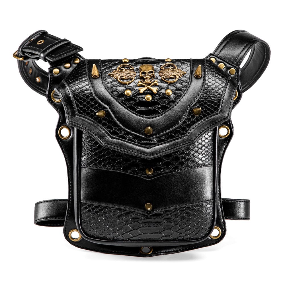 Kobine Unisex Steampunk Skull Faux Leather Bag