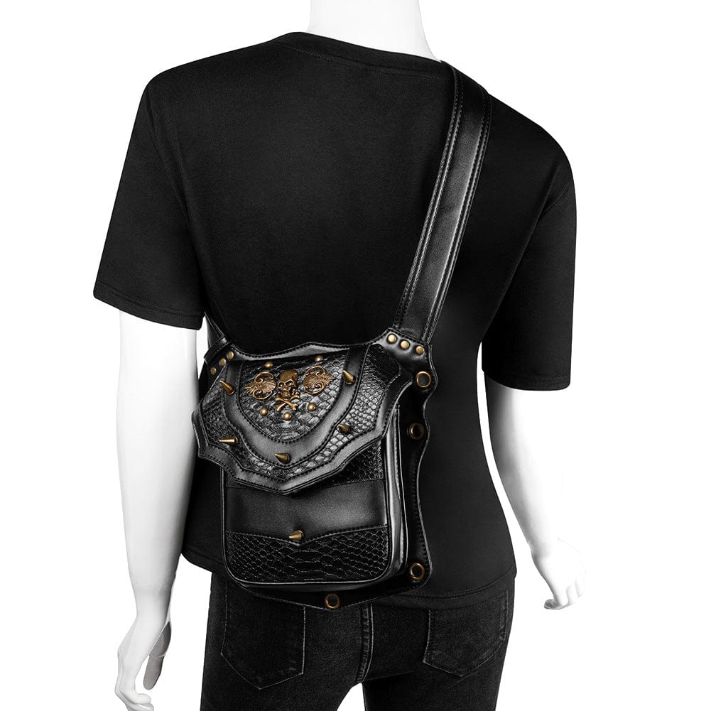 Kobine Unisex Steampunk Skull Faux Leather Bag