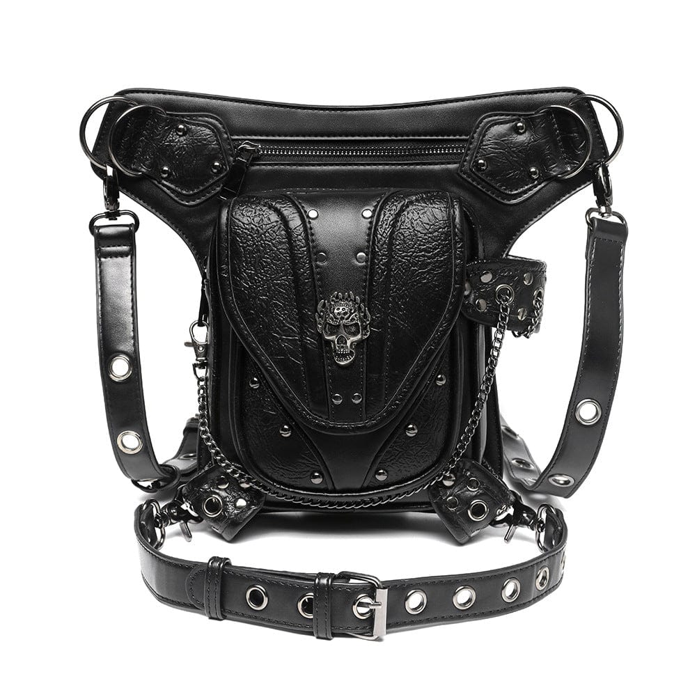 Kobine Unisex Steampunk Skull Studded Mini Bag
