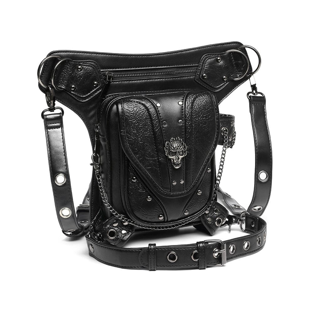 Kobine Unisex Steampunk Skull Studded Mini Bag