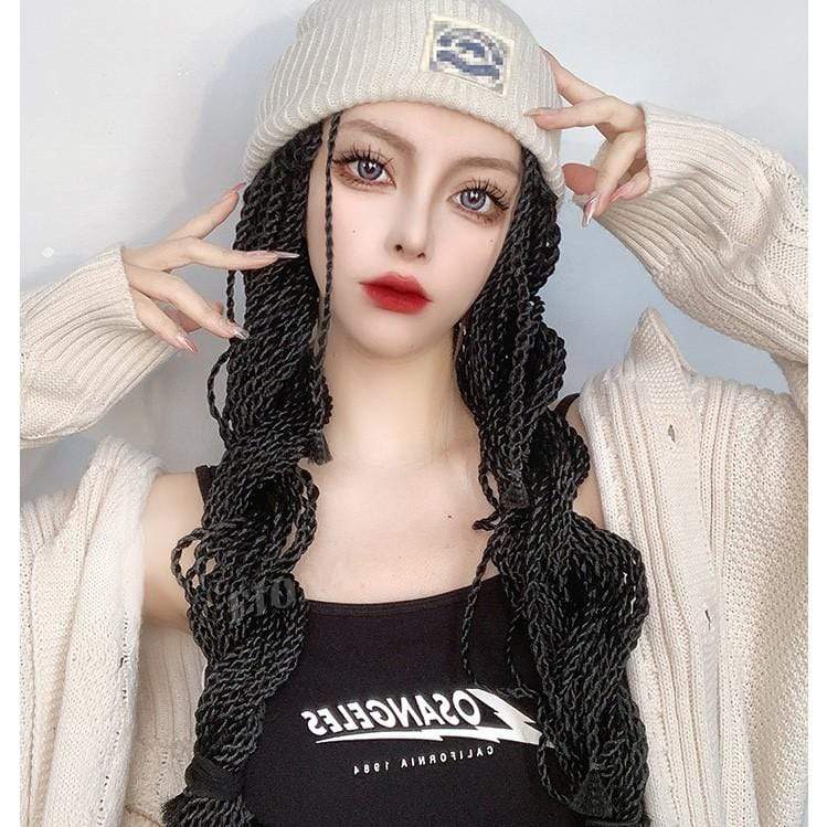 Kobine Women's Afro Curly Synthetic Hair Extension with Hat